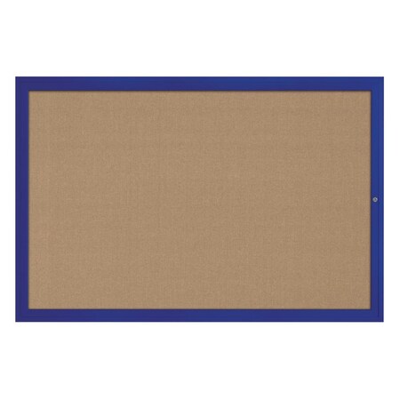United Visual Products Hinge-less Radius Corkboard, 24"x36", Black Alum Frame/Cobalt UVEB2436R-BLACK-COBACC